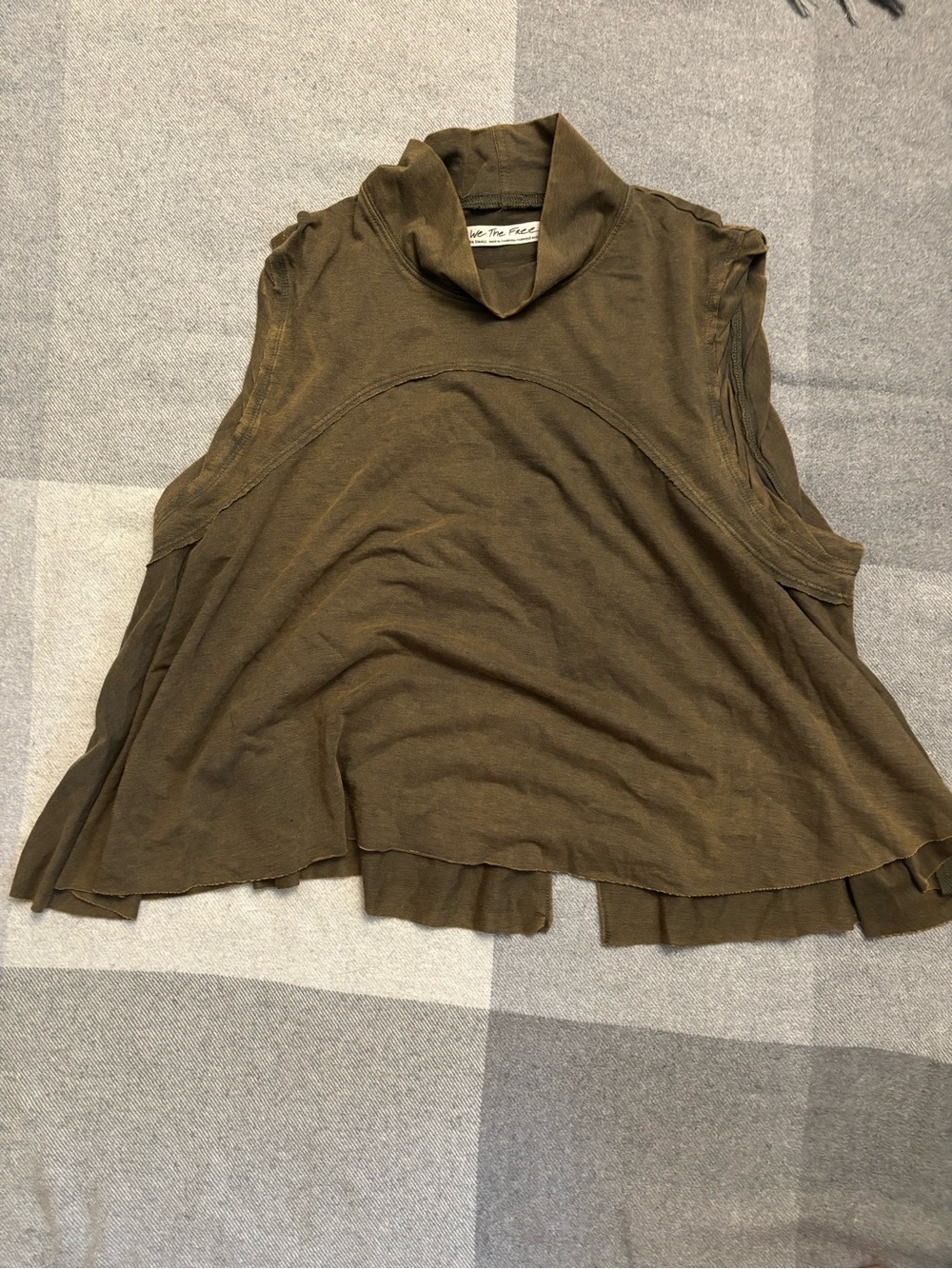We The Free Olive Green Sleeveless Mock Neck Tank